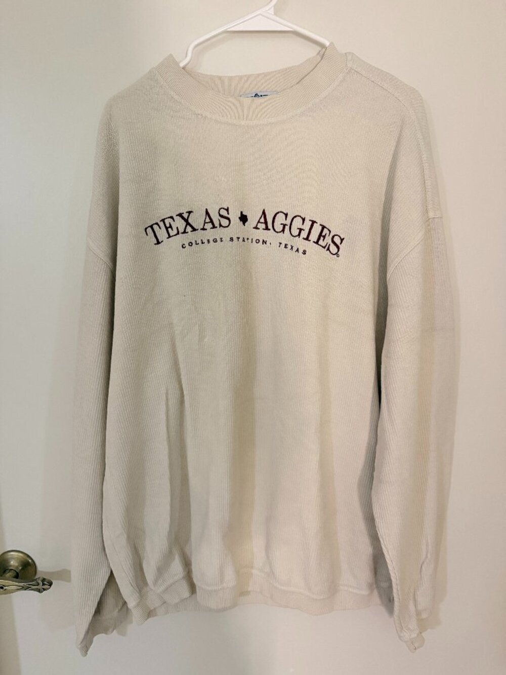 Texas A&M Ribbed Crewneck Sweatshirt - Cream/Ivory